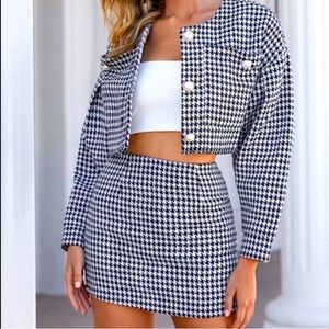 Oscar Street plaid skirt and jacket set